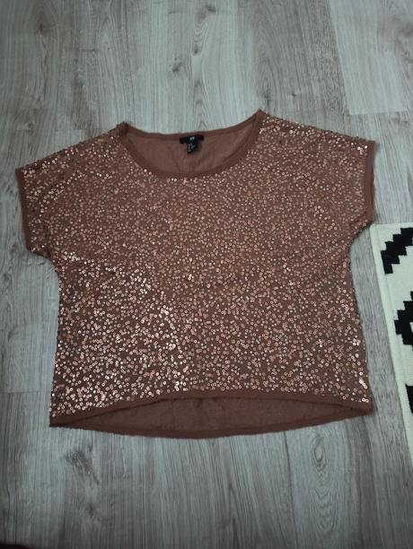 Tričko top s flitrami, h&m,xs