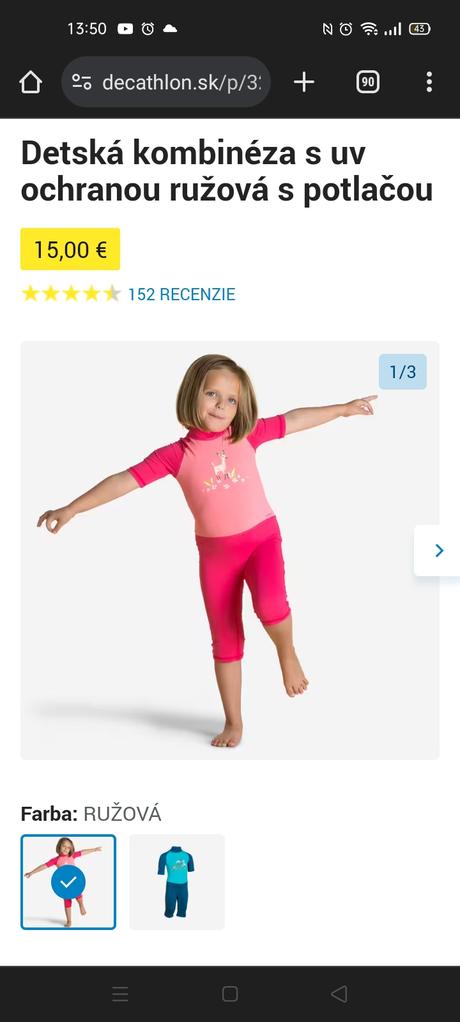 Kombinéza na plávanie nová, decathlon,116