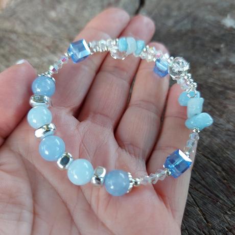 Náramok z akvamarínu pre ryby, vodnárov, váhy, 