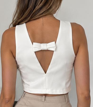 Elegantný biely top s mašľou, h&m,s