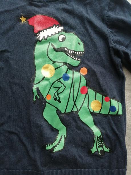 Vianočný sveter h&m,dino v122/128,6-8r, h&m,122