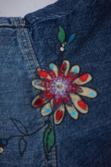 Riflová suknička s výšivkou, 128