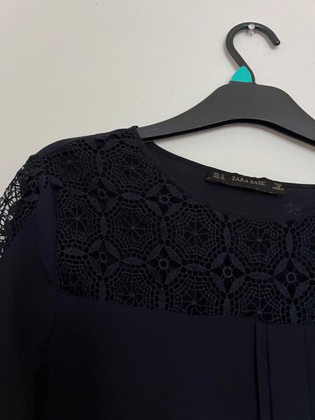 Zara tmavomodra boho tunika tricko dlhy rukav  s c, zara,m