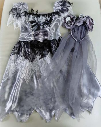 122/128 kostym upírová nevesta+závoj,7-8 r., 