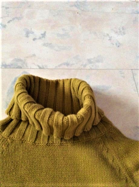 Horčicový bavlnený rolák, s