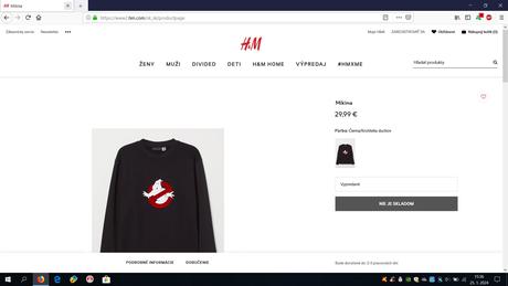 Mikina hm krotitelia duchov čierna, h&m,l