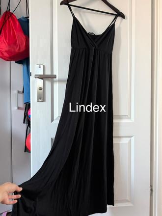 Čierne viskózové maxi šaty lindex veľkosť s, lindex,s