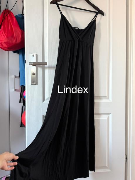 Čierne viskózové maxi šaty lindex veľkosť s, lindex,s