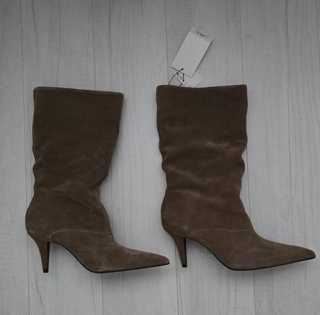 Čižmy z brusenej kože, zara, zara,37