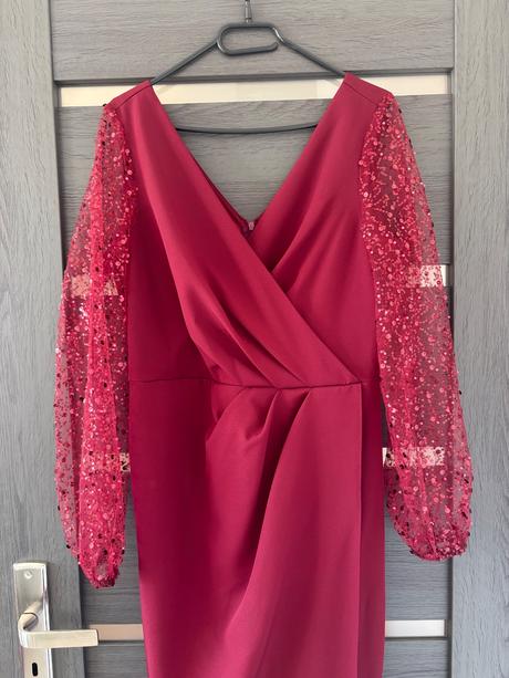 Midi bordové šaty, l