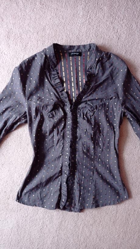 Sivá košeľa s bodkami orsay so zaväzov, top, v. 40, orsay,40