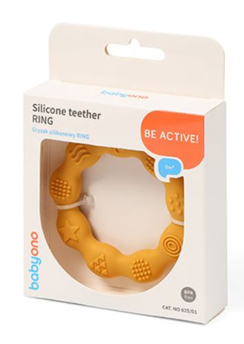 Babyono silikónové hryzátko prsteň žltý,