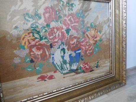 Obrazy vyšívané krížiková výšivka -v drevenom ráme, 