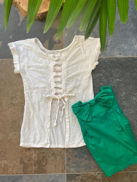 Sukňa s vreckami a mašľou plus tričko vel.38, m