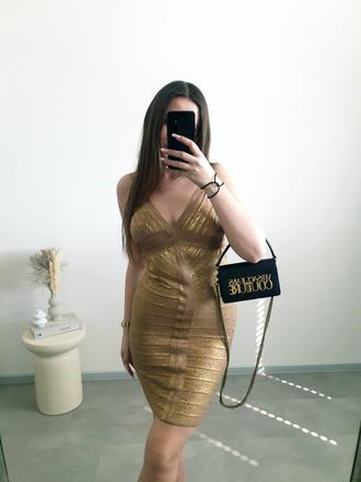 Aftershock bodycon zlaté šaty m, m