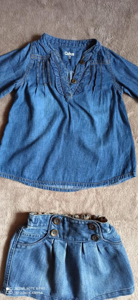 Riflová blúza a suknička cca.80, 68–80