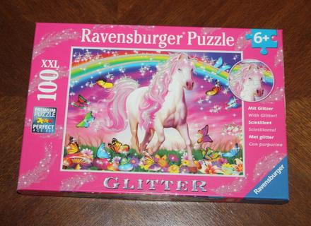 Puzzle duhovy kon s trblietkami 100 xxl,