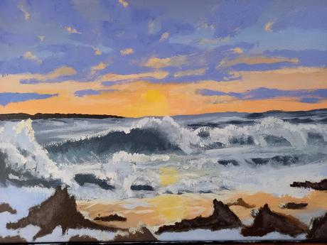 Maľba - západ slnka, 