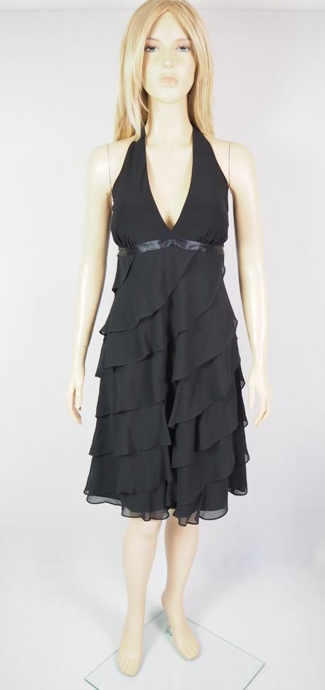 Kvalitné čierne elegantné šaty swing, 38