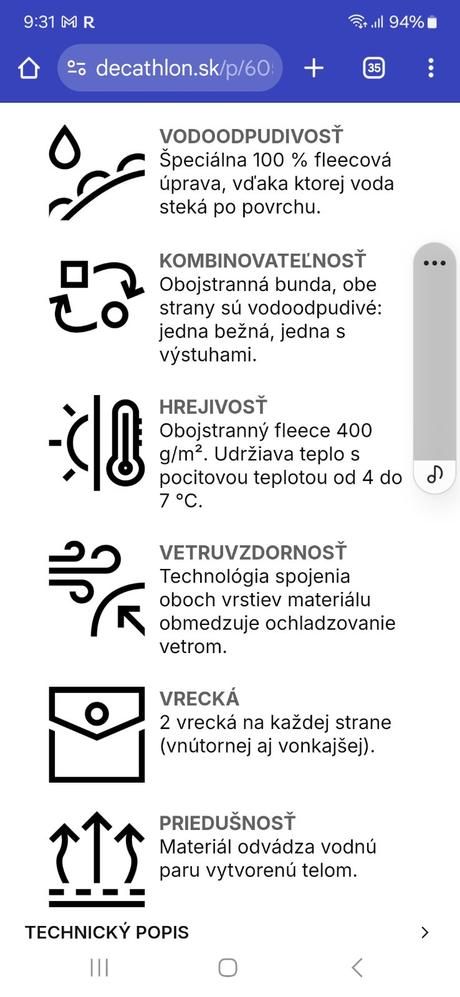 Funkčná mikina obojstranna, decathlon,128