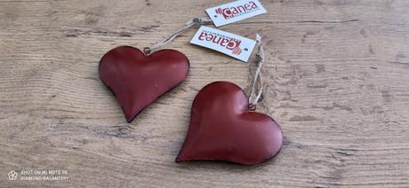 Srdce závesené kovové - červené- 75 mm, 