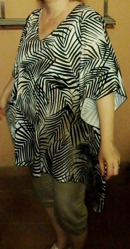 Voľná tunika/blúzka, hnedo/čierno/biela, v.2xl/3xl, xxl