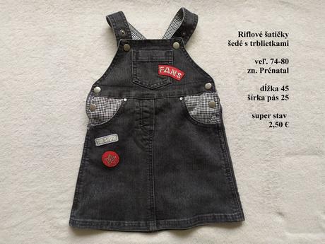 Riflové šatičky s trblietkami, prénatal,80