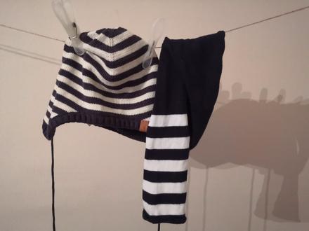 Pásiková čiapka so šálom, pompdelux,116