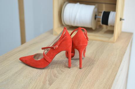 Červené semišové lodičky 36, h&m,36