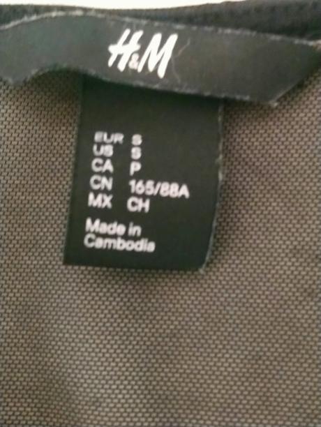 Dámsky čierny elast. top, priesvitajúci vrch h&m s, h&m,s