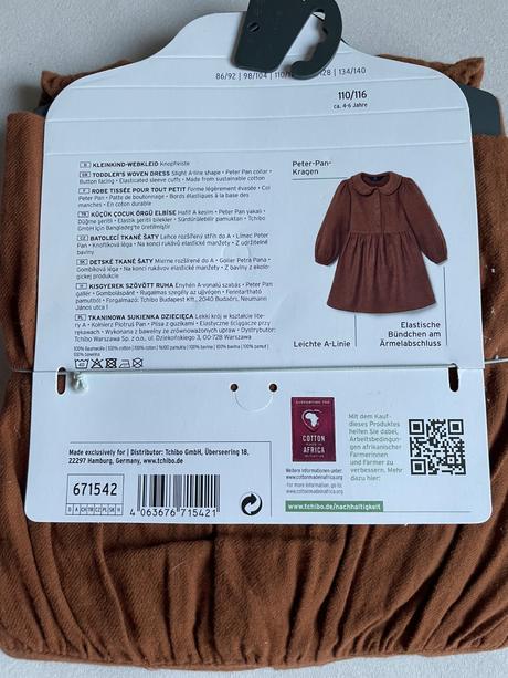 Detské tkané šaty, tchibo,110 / 116