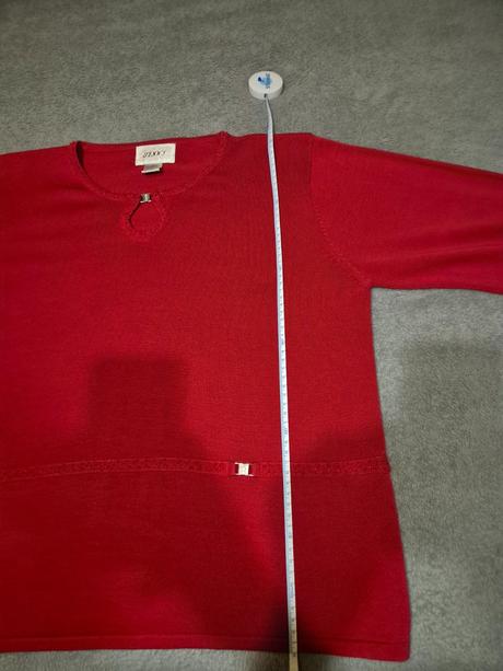 Dámsky pulóver červený so striebornými prackami xl, xl