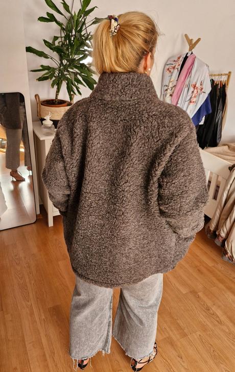 Oversize bunda z ovčej vlny, xl