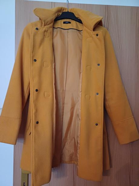 Horčicový zimný kabát, f&f,m