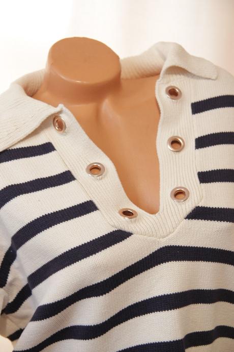 Bielo modrý bavlnený sveter, xl, xl