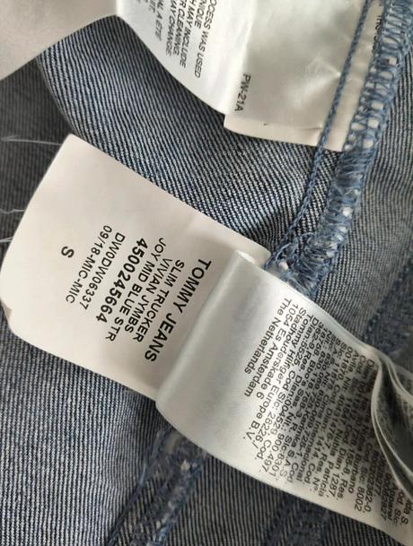 Tommy jeans riflová elastická bunda s-m, tommy hilfiger,s