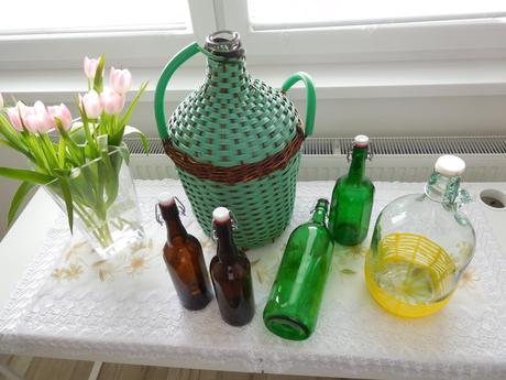 Sklo opletené / čisté fľaše zelené, hnedé,, 