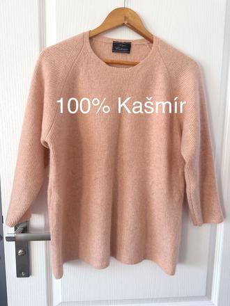 Kašmírový sveter marhuľovej farby, l
