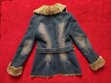 Riflový kabát s kožušinou, s