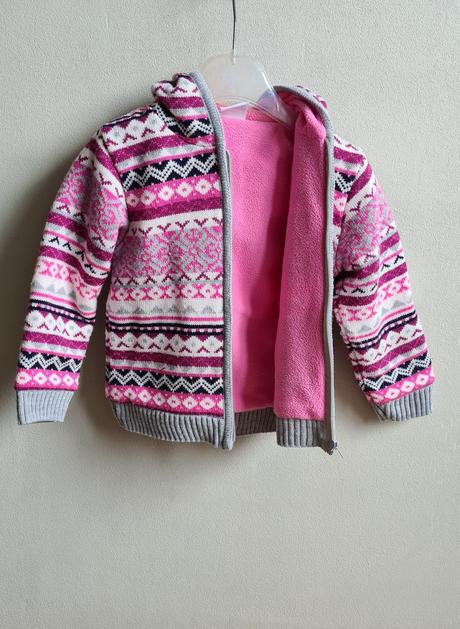 Hrubá zateplená pletená bunda s kapucňou vel.98, brendon,98