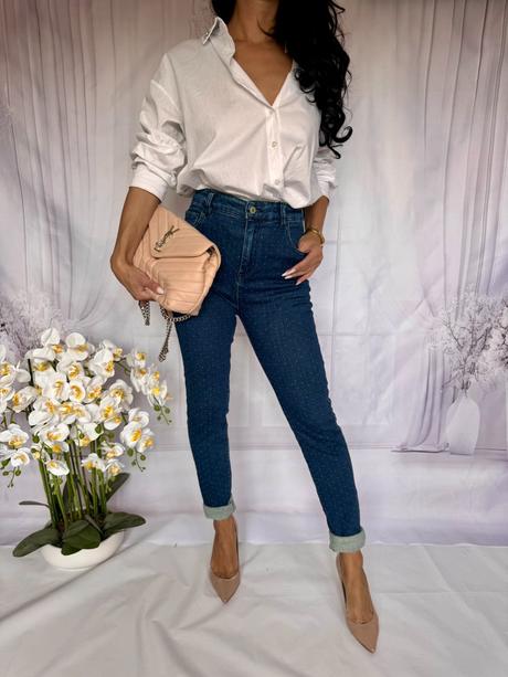 Pull&bear - bodkované džínsy, pull&bear,l