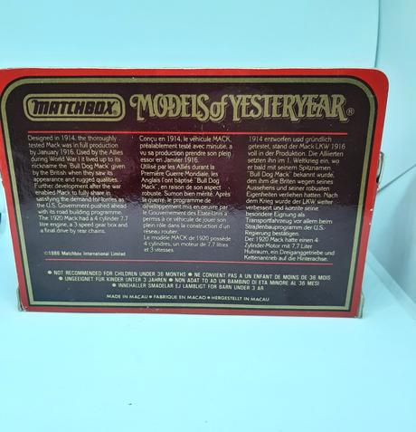 Model z rady matchbox models of yesteryear, 