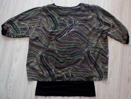 Dvojvrstvová blúzka čierna/zelená/hnedá/khaki,v.xl, xl