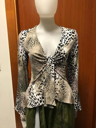 Tričko s viazaním a volánovými rukávmi, 36/38, bonprix,38
