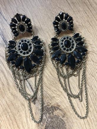 Náušnice dlhé čierne,