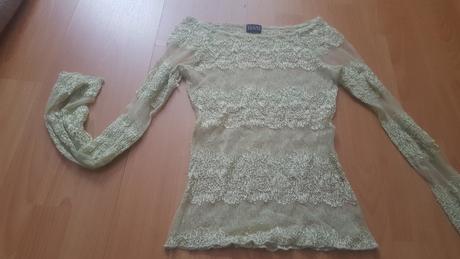 Priehľadné čipkované tričko, s