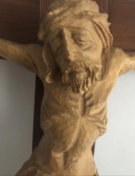 Dreveny velky kriz 70cm d 43,5cm jezis na krizi dr,