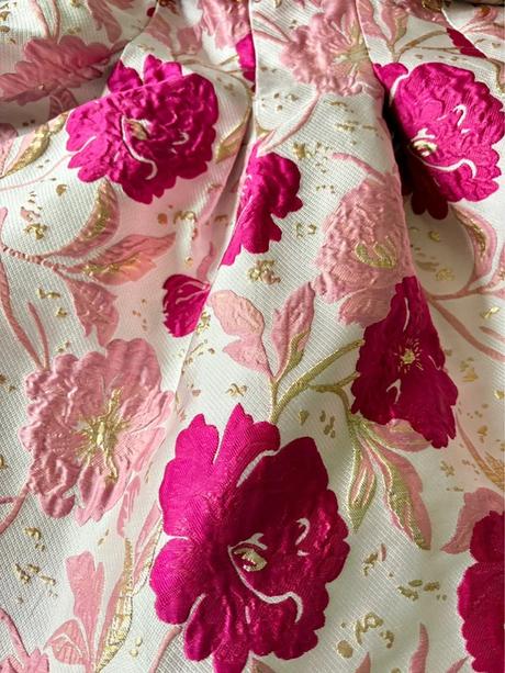 Asos luxe floral jacquard bubble plunge dress in p, xs