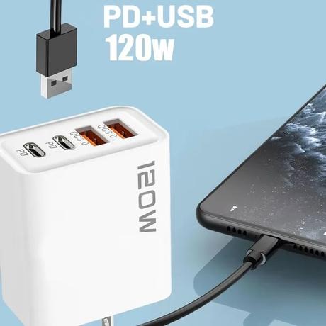 120w nabíjačka gan 4portová pd usb typu-c,