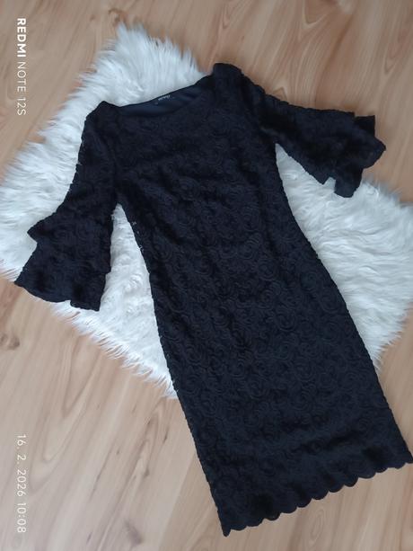 Čierne elastické, čipkované šaty, orsay,m